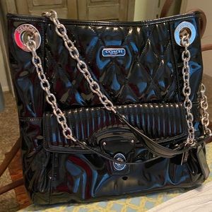 New Coach Black patent leather purse, for shoulder or handle